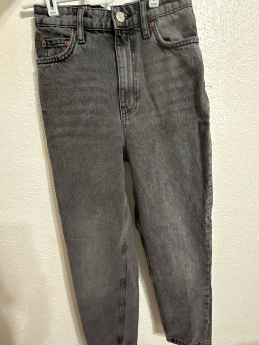Zara Women's High-Rise Washed Charcoal Jeans